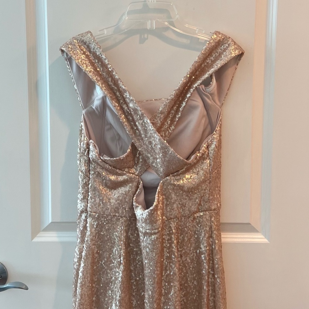 DESSY COLLECTION ELLE SEQUIN DRESS IN ROSE GOLD Size 10 NWT - Picture 9 of 16